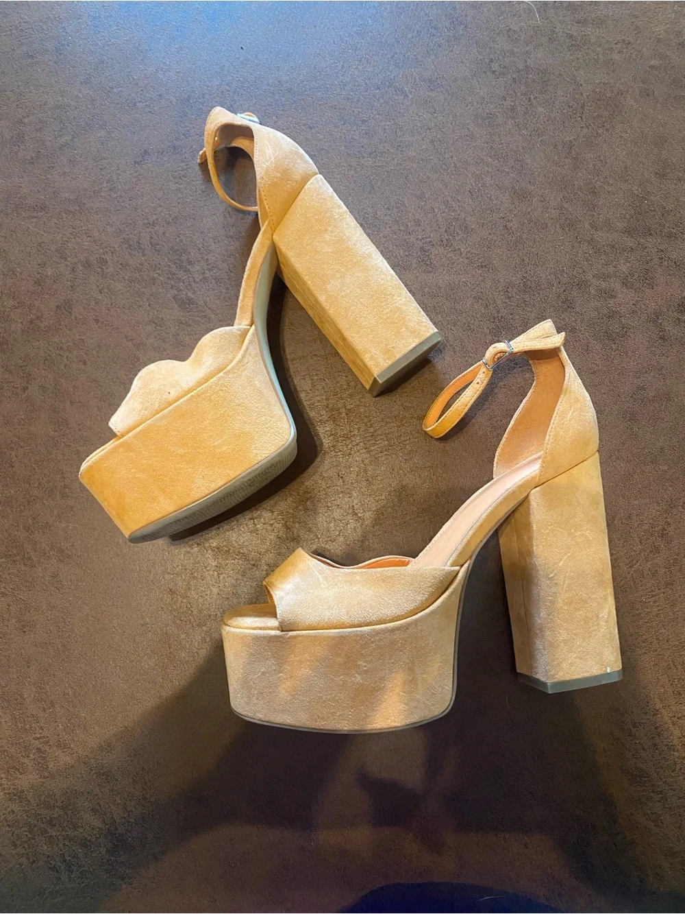 Marc Fisher Orange Platform Heel Sandal with Ankle Strap